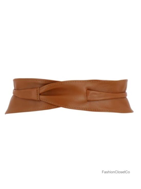 Italian Leather Obi Belt Wide Waist Belt for Women Adjustable